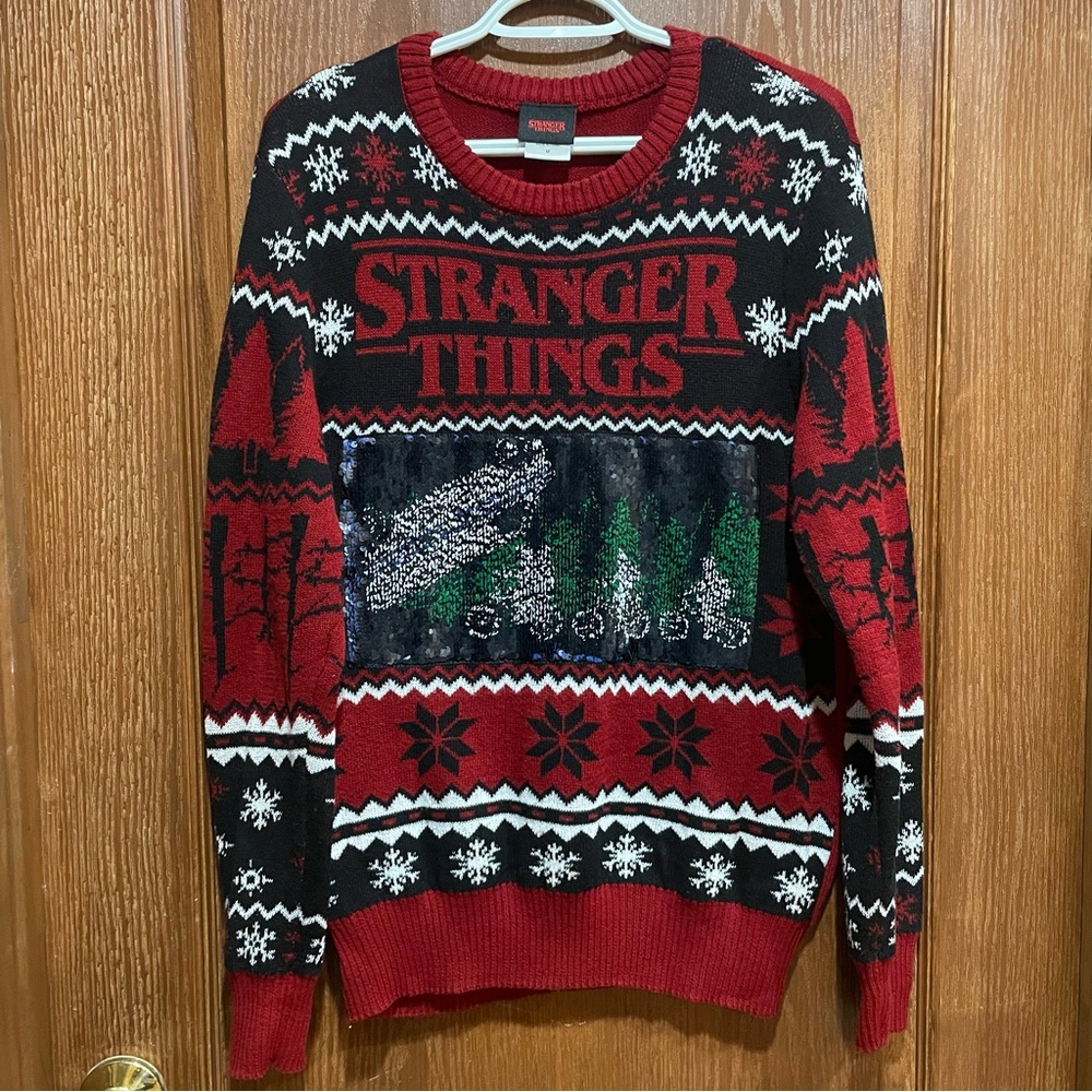 Stranger Things Red and Black Crewneck Sweater